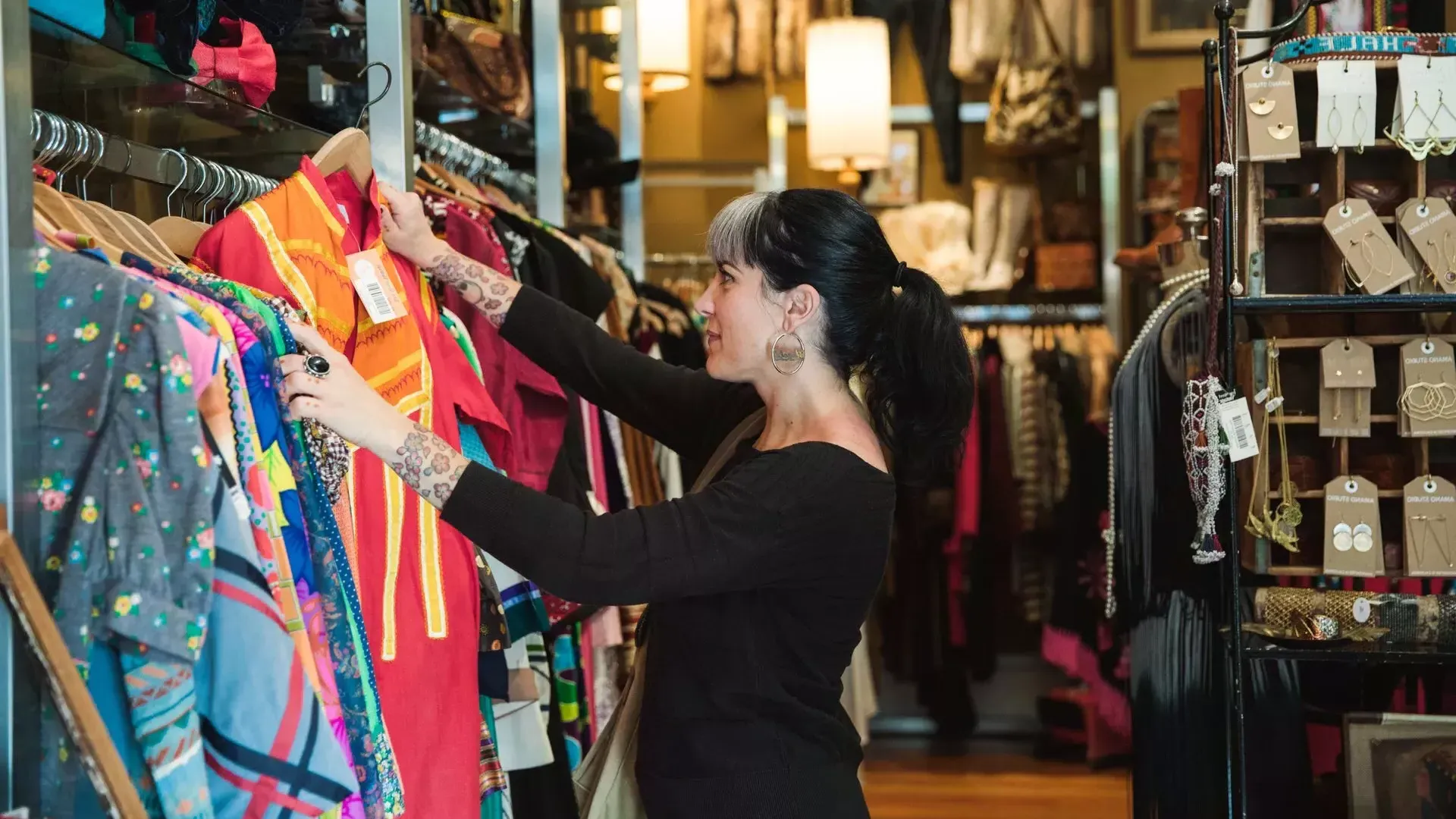 A woman shops in a San Francisco boutique.